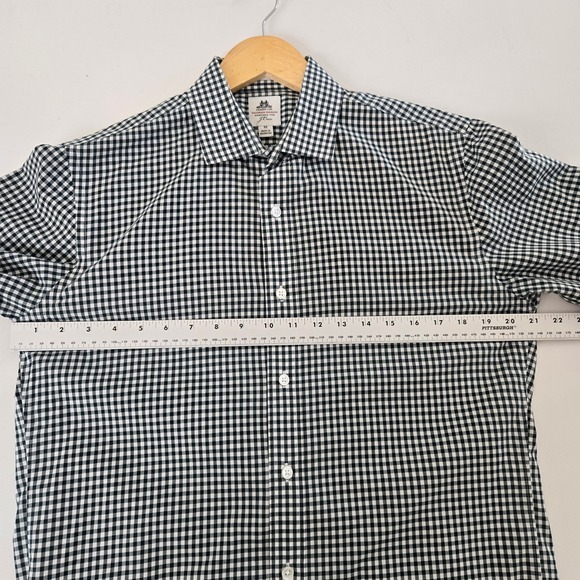 J.Crew Ludlow Dress Shirt Mens M Green White Gingham Thomas Mason Button Down - Picture 6 of 7